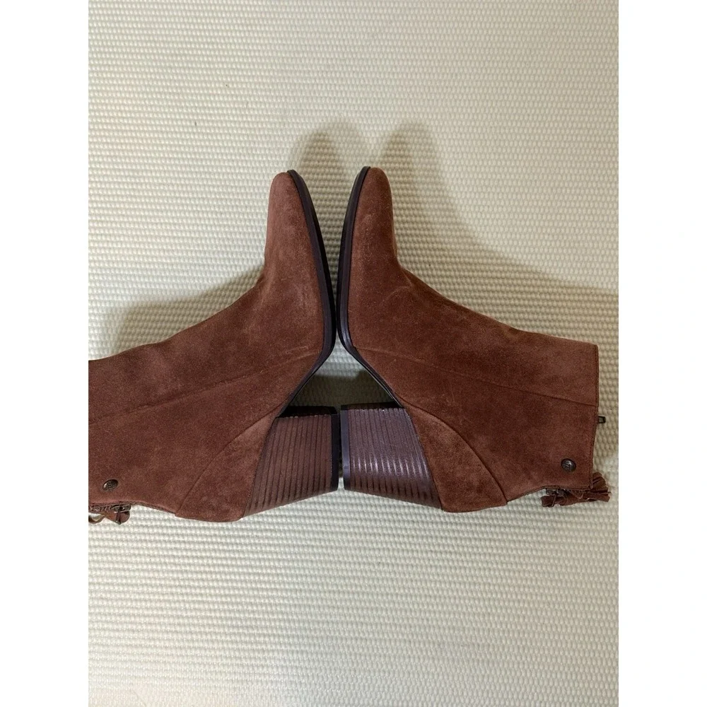 Paul Green Brown Suede Boho Western Fall Tassel Ankle Boots Size 5 Fall Winter